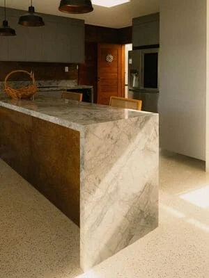 Granite countertop installation in kitchen