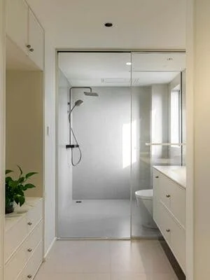 Modern Bathroom Remodeling with Glass Shower Enclosure